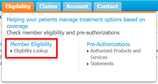 Check Member Eligibility Menu