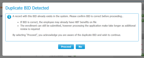 Screenshot - Duplicate BID Detected